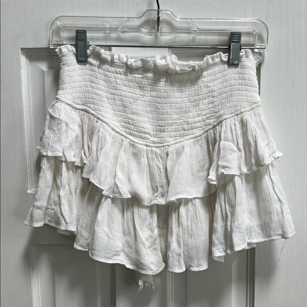 Mustard Seed White Ruffled Mini Skort